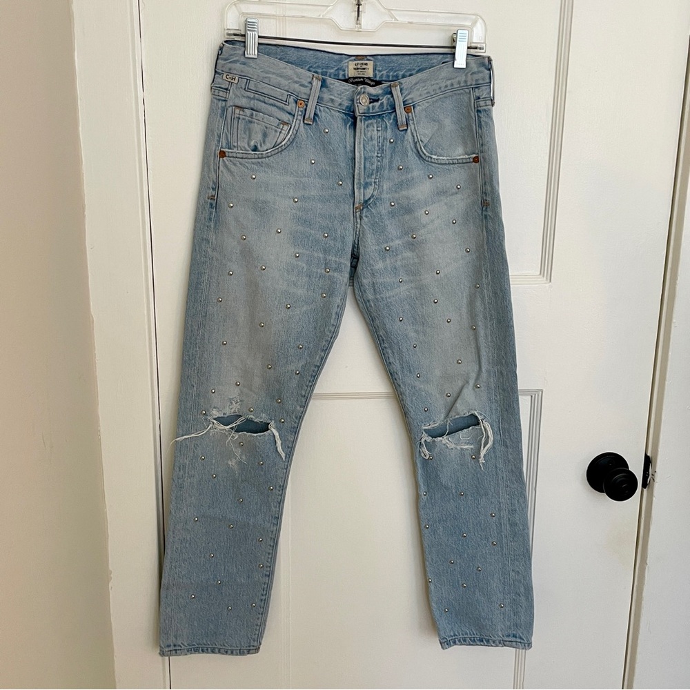 CITIZENS of HUMANITY Studded Emerson Slim Boyfriend Jeans Light,‎ Sz 24 - Picture 2 of 13